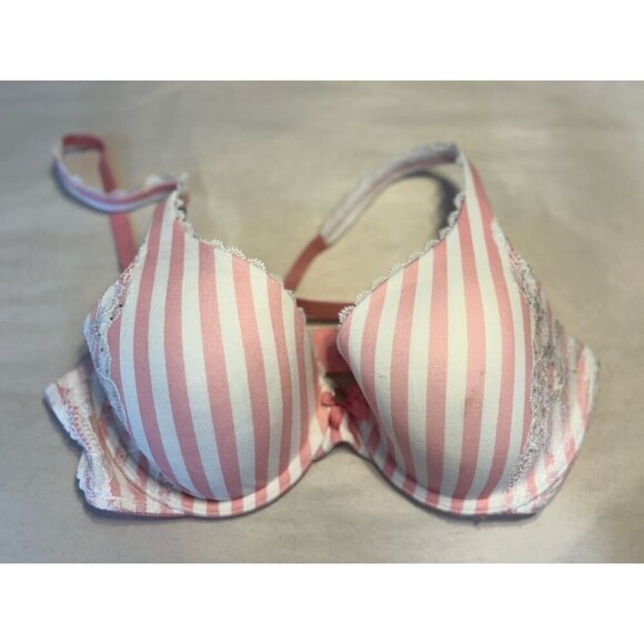 Victoria's Secret Other - Victorias Secret 34C Pushup Bra Padded Pink White Striped Underwire